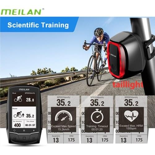 Meilan Wireless Bike Computer Bluetooth 4.0 ANT+ Riding Racing Accessories Cycling Odometer Speed Sensor Speedometer with Light
