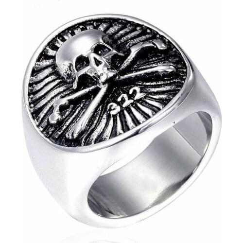 Mens Secret Society 322 Skull And Bones Ring Stainless Steel Size 7-13
