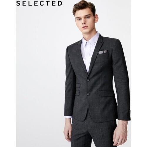 SELECTED Mens Regular Fit Plaid Pattern Blazer Business Jacket SIG|41945X503