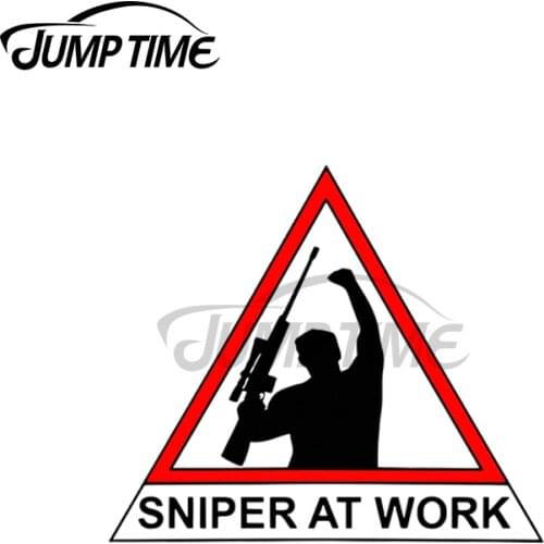 JumpTime 13 x 7.9cm For Sniper At Work Funny Car Sticker Cartoon Surfboard Decal Occlusion Sunscreen Scratch Car Assessoires