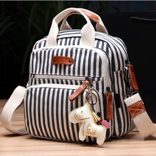 New Quality Canvas Baby Nappy Diaper Bag Multifunction Mommy Maternity Bag Women Backpack/Shoulder Bag/Handbag with pony pendant
