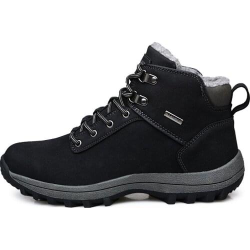 New male winter boots men outdoor climbing anti-sliding pile leisure comfortable walking shoes add wool warm boots size 39.48