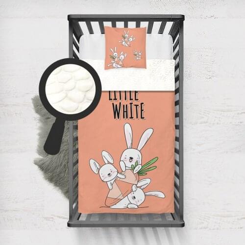 Kids Minky Blanket Super Soft and Warm Blankets Children for Couch and Bed Little White Rabbits Orange Carrot Model 142