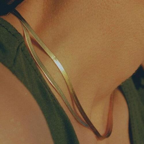 Punk Snake Chain Necklace For Women Copper Choker Punk Charm Classic Jewelry Gold Blade Chain Choker Glamour Sexy Flat Necklace