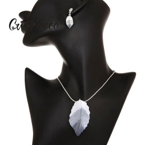 Cring Coco Fashion Leaf Pendant Necklace for Women Girls Party Jewelry Silver Color Snake Chain Choker Necklace 2020 New Arrival