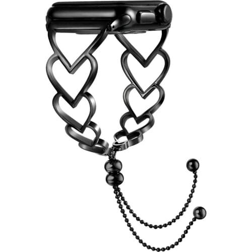 Bracelet for Apple Watch Band Women Stainless Steel Dressy Replacement Strap for Iwatch SE & Series 6 5 4 3 2 1 Watchband Black