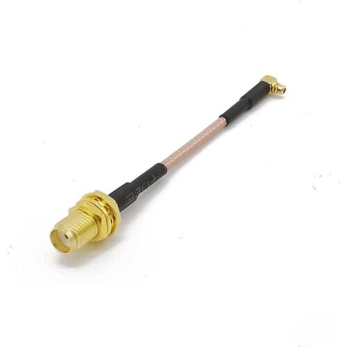 SMA Female to MMCX Male Right Angle Plug RF RG316D Double Shield Silver Pigtail Antenna Connector Low Loss Coaxial Cable Adapter