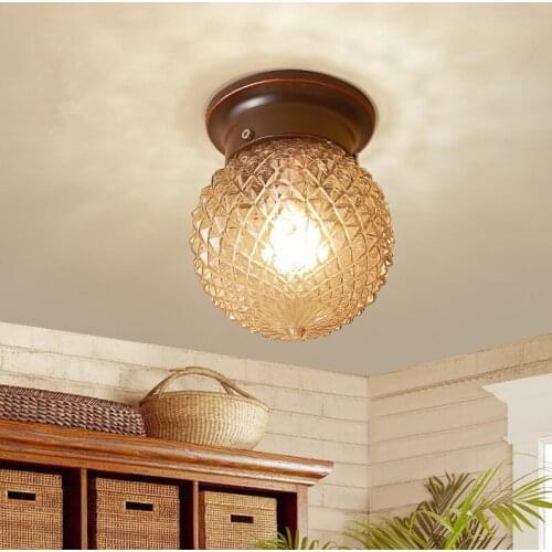 Modern creative pineapple shape white glass ceiling lights E27 LED iron art lamp for bar&balcony&corridor&porch&stairs ZLXDD087