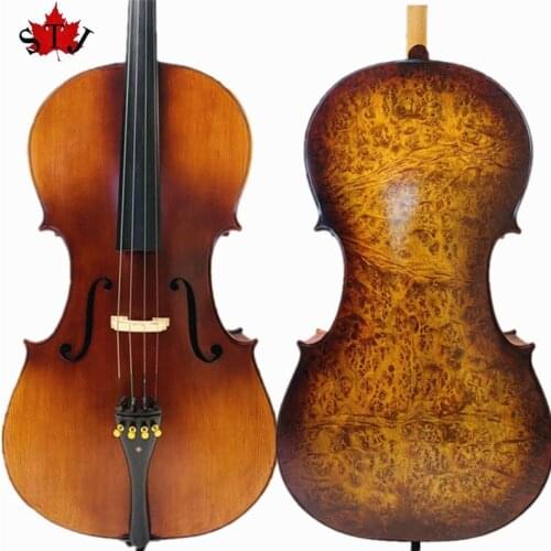 Rare Professional song Cello 4/4 Solid Bird eye maple back old spruce top #14545