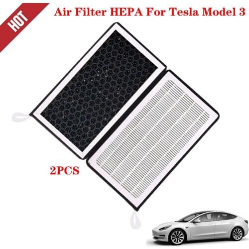 2 Pack HEPA Air filter Activated Carbon Tesla Air Fit for Tesla Model 3 Tesla Model Y 17-21 Series