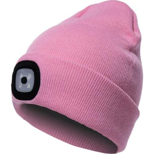 Knitted Hat Unisex Winter LED Light Luminous Warm Knitted Hat Outdoor Camping Head Lamp Cap
