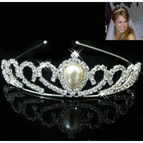Luxury Crystal Rhinestone Pearl Headband Wedding Party Tiaras Hair band Bridal Hair Accessories Flower Girls Hairpin