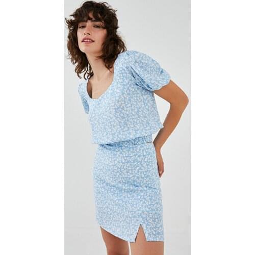 Floral A-Line Viscose Womens Mini Skirt Lined Zipper Closure Summer Street Casual Style