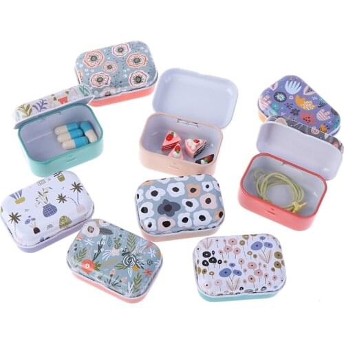 1PC Mini Tin Box Sealed Jar Packing Box Jewelry Candy Box Small Storage Box Cans Coin Earrings Travel Pill Box Random