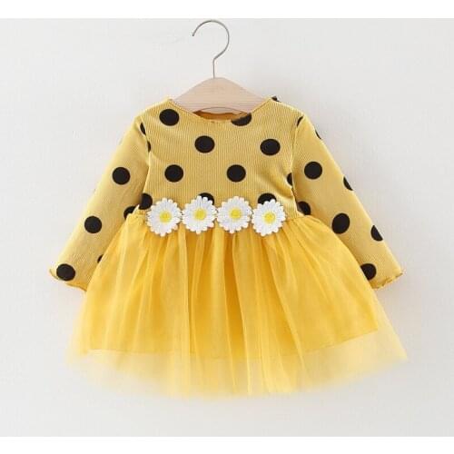 ZWF217 Princess Long sleeve Baby Girl Dress Newborn Infant Baby Girl Clothes Bow Dot Party Dresses Baby Kid Girl clothes