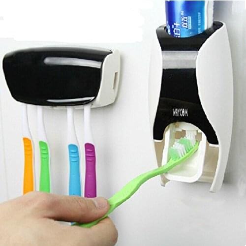2020 1pcs Creative Automatic Lazy Toothpaste Dispenser Plastic Toothpaste Squeezer 5 Toothbrush Holder for Bathroom Accessories