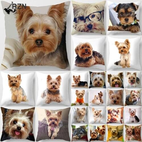 1PC Cute Dog Yorkie BICHON Dog Yorkshire Decor Print Pillow Case Bedroom Sofa Waist Cushions Cover Car Decoration Cushion Cover