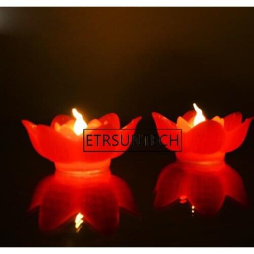 120pcs Romantic Lotus Flower Night Light Plastic Imitation Lotus LED Night Light Love Wish Lamp Home Decoration