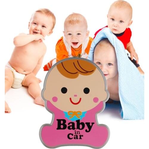 2X Funny Car styling 3D Cartoon Stickers Baby In Car Warning Car-Sticker Baby on Board Car Accessories