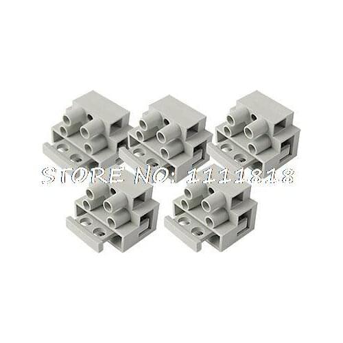 5 Pcs 2 Pole 10mm Pitch 5x20mm Fuse Terminal Block Gray