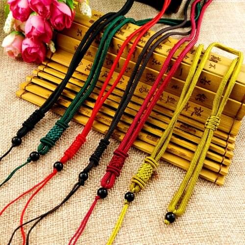 5pcs Hand Knited Necklace Silk Thread Knot Cord for Pendant-Long Black Bead