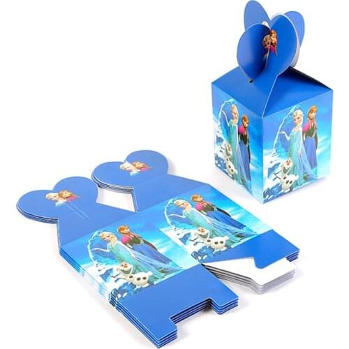 6Pcs Disney Frozen Princess Theme Design Candy Gift Box Kid Boy Girl Birthday Party Decoration Gift Box Party Candy Box Supplies