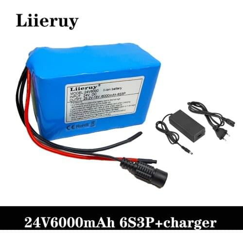 Liieruy 24V 6Ah 6S3P Battery Pack 25.2V 18650 Battery 6000mAh Rechargeable Battery For GPS Navigator/Golf Car/Electric Bike