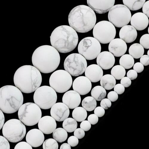 4-14mm Round Ivory White Howlite Beads Natural Stone Beads For Jewelry Making Beads Bracelets Needlework DIY Beads Trinket