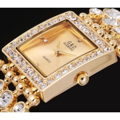 Womens Bracelet Watches Brand Luxury Crystal Gold Quartz Fashion Ladies Dress Wrist Watches Female Gifts Clock Relogio Feminino