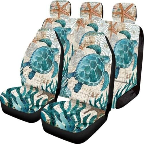 Aimaao Sea Turtle Print Car Seat Cover Underwater World Animal Front and Rear Seat Protector Great for SUV Sedan Truck