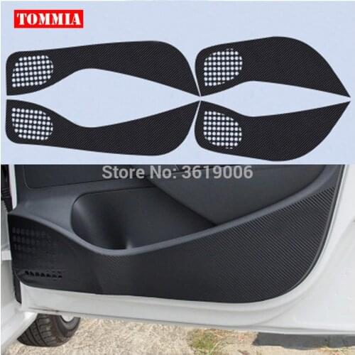 TOMMIA For VOLKSWAGEN VW Polo 2012-2017 Car Inside Door Cover Scratch Protection Anti Kick Pads Carbon Fiber Stickers 4pcs