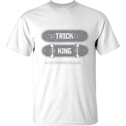 100% Cotton Print Mens Summer O-Neck New Skating Tee Trick King - Skateboard Clothing trucks deck wheel bearings Tee Shirt