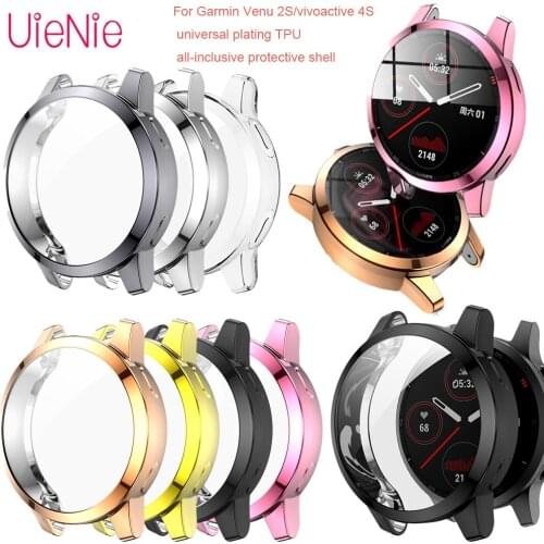 Electroplated TPU All-inclusive Protective Shell For Garmin Venu 2S/ Vivoactive 4S Universal Watch Case Full Cover Frame Case