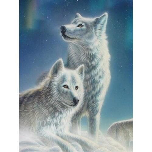 Snow Wolf Printed Canvas 11CT Cross-Stitch Complete Kit DIY Embroidery DMC Threads Sewing Knitting Handiwork Hobby For Decor