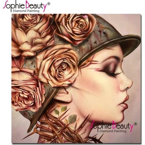 Sophie Beauty Diamond Painting Cartoon Lady and Rose Cross Stitch Resin Drills Mosaic Embroidery Pattern Home Decor 19146