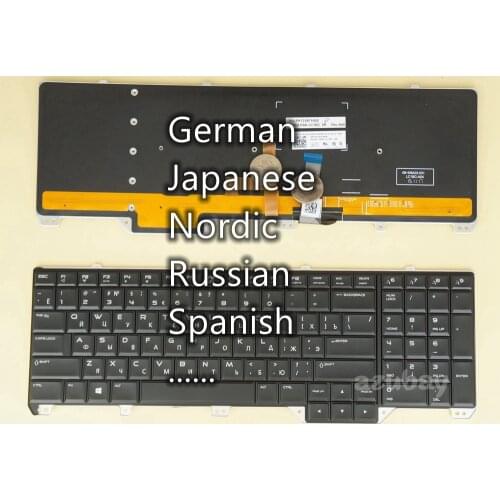 German Japanese Nordic Russian Spanish Keyboard for Dell Alienware 17 R2 17 R3, 0GJNWD 0N4M16 0WHRWD 0V29DK 0P0YHM, RGB Backlit