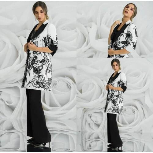 Three Pieces Mother Of The Bride Pants Suit Satin Outfit Wedding Guest Gowns Appliqued Formal Evening Dress