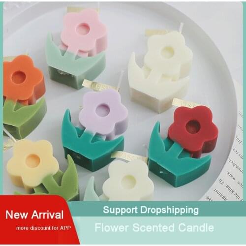 Creative Flowers Shape Scented Candle Home Decoration Photo Prop Handmade Aromatherapy Candle Diy Birthday Gifts Desktop Decor
