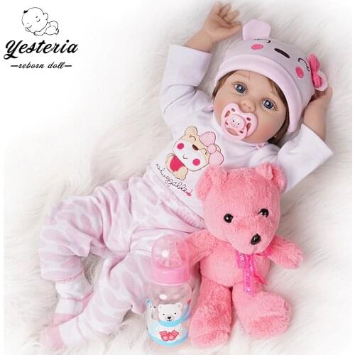 55cm Reborn Baby Doll Newborn Bebe Girl Silicone Vinyl Light Pink Outfit