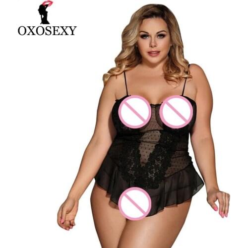 M xxxl 5xl White Black Dot Applique Babydoll Sexy Erotic Costumes Sexy Lingerie Plus Size Lenceria Sexy Mujer Sexy Sleepwear 057
