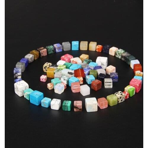 Fashion Colors 4mm/6mm/8mm Square Beads Cube Natural Stone Beads DIY Handmade Gemstones Beads For Jewelry Making Wholesale
