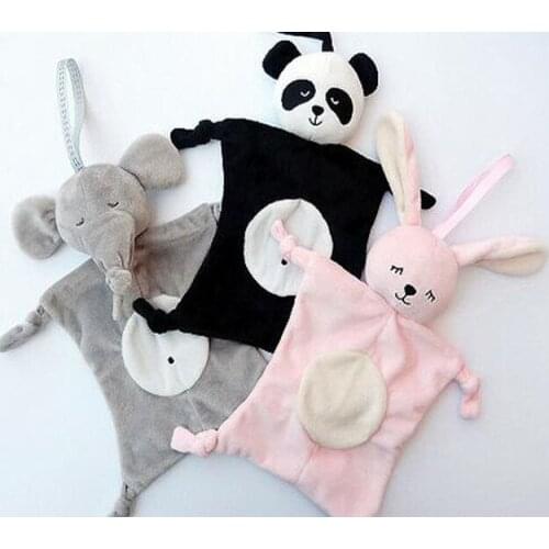 28*28cm Cartoon Elephant Rabbit Bear Baby Plush Dolls Saliva Towel Comforter Toys Kid Children Multi-function Baby Towels Wipes