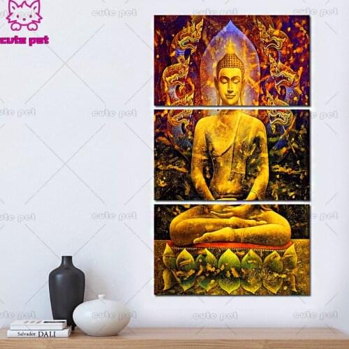 3 Piece 5d Diamond Painting Abstract Buddha Picture Of Rhinestones Handmade Gift Diamond Embroidery Landscape Mosaic Home Decor