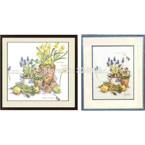 Potted plant Patterns Counted Cross Stitch 11CT 14CT 18CT DIY wholesale Chinese Cross Stitch Kits Embroidery Needlework Set