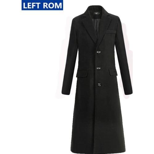 2019 New Mens Fashion Boutique Wool Black Slim Business Casual Woolen Coats Male Solid Color High-end Brand Long Coat Jackets