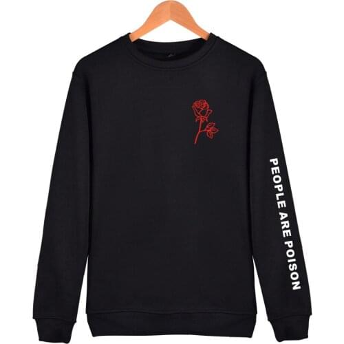 WEJNXIN 2018 Summer New Arrivals People Are Poison Fashion Rose Print Capless Hoodies Moletom Masculino Unisex Sweatshirt