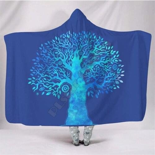 Tree for Life Hooded Blanket Adult colorful child Sherpa Fleece Wearable Blanket Microfiber Bedding Drop Shipping 02