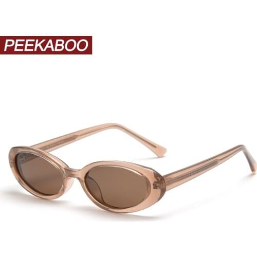 Peekaboo oval small sunglasses women retro polarized korean style uv400 TR90 ladies sun glasses male handmade 2022 brown
