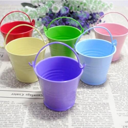 10 pcs Baby Shower Favors Candy Boxes For Wedding Small Mini Round Tin Candy Buckets Colored Metal Buckets Wedding Candy Box