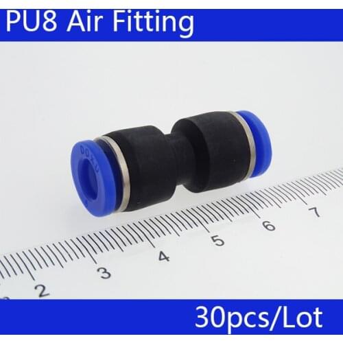 PU8 HIGH QUALITY 30Pcs Air Pneumatic 8mm to 8mm Straight Push in Connectors Quick Fittings